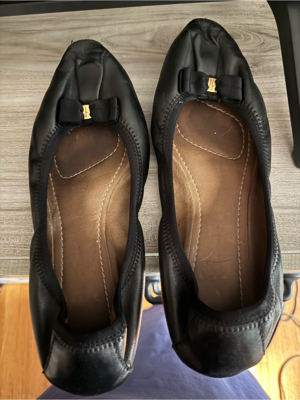 Salvatore Ferragamo Black Bow Ballet Flats